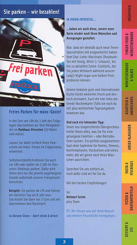Speisekarte | mxx | Innenansicht